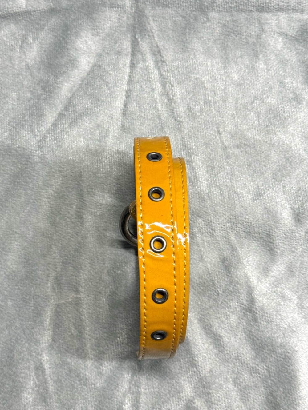 Vintage Y2K Yellow Leather Women’s Belt with Round Metal Buckle - Picture 3 of 7